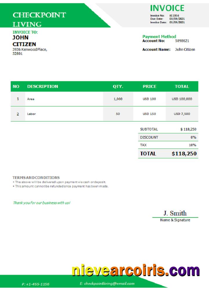 USA Checkpoint Living invoice